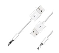 Câble pour iPod Shuffle, prise jack 3,5 mm vers chargeur USB + câble de rechange de synchronisation de données compatible avec iPod Shuffle 3e 4e 5e 6e génération MP3/MP4 - Blanc