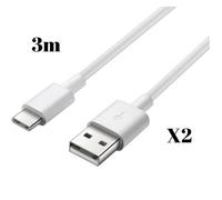 Câble pour manette - Phonillico® - PS5 DualSense - 3m - USB-C - Lot de 2