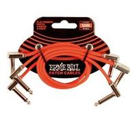 Câble pour pédales Ernie Ball Patch Coude Fin Plat Rouge 30 cm Pack de 3