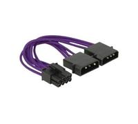 cable power molex 4 pin prise mâle 2x > 1x 8 pin - pci express pour grafikkarten 15 cm, textilummantelung violett, 83705