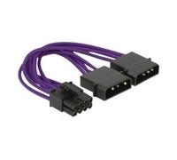 cable power molex 4 pin prise mâle 2x > 1x 8 pin - pci express pour grafikkarten 15 cm, textilummantelung violett, 83705
