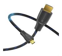 câble Premium High Speed Micro HDMI vers HDMI 4K, fiche Micro HDMI D vers fiche HDMI A, contacts plaqués Or, double blindage, gaine textile, 3.00m