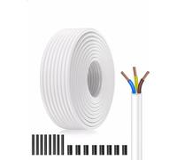 Câble PVC Blanc H05VV-F 3x1,5 pour Appareils Électriques - 30 Mètres Longueur - Fil de Cuivre Multibrins - Tension 300/500V - Bricolage Pro & Maison