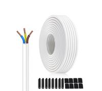 Câble PVC H05VV-F 3x0,75 mm² Blanc 20 M -Fil de Cuivre Multibrins + Isolation PVC - Utilisation Rallonge, Machine à Laver, Outils (Max 500V)