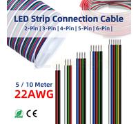 Câble rallonge coloré 5/10M 22AWG 2-6Pin pour ruban LED 3528 5050 RGB RGBW CCT, fil de connexion DIY éclairage meuble cuisine placard accessoire bande lumineuse LED 3Pin