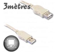 Cable Rallonge USB 2.0 A male - A femelle 3m Lineaire