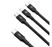 CABLE RAPIDE BASEUS 1.5M 20W 3EN 1 AVEC PRISE IPHONE USB-C ET MICRO USB