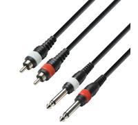 Câble RCA - ADAM HALL - 2 Mâles à 2 Jack 6,3 Mono - Longueur 2m - Connecteur RCA - Connecteur Jack 6,3 Mono