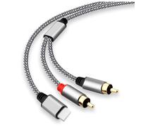 Câble RCA compatible avec i-Phone, iOS à l'adaptateur de Cordon audio RCA AUX, Adaptateur Splitter Y, 2 Câble Masculin pour Amplificateur, Théâtre, Haut-parleur, Contrôleur DJ, Voiture (2M)