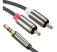 Câble RCA Jack 3,5 mm Câble adaptateur 3,5 mm vers 2 RCA mâle Câble audio stéréo Jack en nylon pour smartphone, amplificateur, MP3, haut-parleur, caisson de basses, tablette, TV, DVD, home