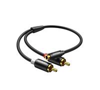 Câble RCA Jack 3.5mm Femelle vers 2 RCA Mâle Adaptateur Stéréo Compatible avec Téléphone TV PC Tablette Ampli Chaîne HiFi Barre de Son Home Cinéma Enceinte 25CM