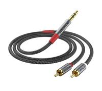 Câble RCA Jack,¿3M¿ 3.5mm vers 2RCA Mâle Audio Stéréo,Ligne de Poisson Tissé Adaptateur RCA, Pour Smartphone, PC, Autoradio, Home Cinéma, Amplificateur, Chaîne HiFi,TV