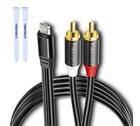 Câble RCA Jack Audio Stéréo Lightening Mâle a 2RCA Mâle Compatible avec Amplificateur Autoradio Chaîne HiFi Smartphone Barre de Son Home Cinéma TV
