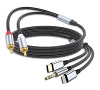Câble RCA pour téléphone, câble RCA audio auxiliaire adaptateur Light-ning à 2RCA vers jack de 3,5 câble ou audio USB de type C, câble ou 3 en 1 RC A, convient pour iP-hone, tablette PC, amplificateur