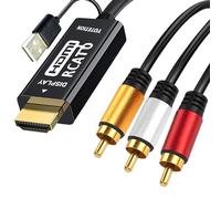 Câble RCA vers HDMI de 1,8 m avec IC, 3-RCA AV vers HDMI mâle, convertisseur de composants audio vidéo 1080p pour TV, HDTV et DVD