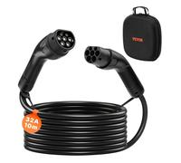 VEVOR Câble Recharge Voiture Électrique Type 2, 32 A, 10 m, 22 kW, Câble de Charge compatible avec Chargeurs de Véhicules Électriques de Type 2, Triphasé CA 480 V, 50 Hz, IP65, avec Sac de Transport