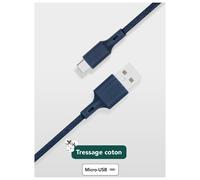 Câble Recyclable en coton USB A/micro USB 2m Bleu Just Green