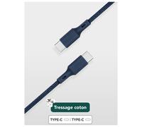 Câble Recyclable en coton USB C/USB C 2m Bleu Just Green