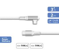 Câble Renforcé Coudé 90° USB C / USB C 3A 2m PD 60W Blanc + Garantie à vie Force Power Lite