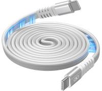 Câble Renforcé Magnétique USB C / USB C 3A 1.2m PD 60W Blanc + Garantie à vie Force Power Lite