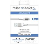 Bigben Connected Câble USB-A/Lightning Force Power Lite 1,2m 2,4A Renforcé Blanc – 100% recyclé