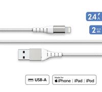 Force Power Lite - Câble Lightning - USB mâle pour Lightning mâle - 2 m - Certifié MFI - blanc - plastique recyclé à 100 %