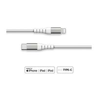 Câble Renforcé USB C/Lightning 1,2m 3A Garanti à vie Blanc Force Power Lite