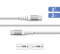 Câble Renforcé USB C / USB C 3A 2m PD 60W Blanc + Garantie à vie Force Power Lite