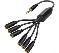 Câble répartiteur audio, 3,5 mm vers 6 câbles d'extension de micro pour casque d'ordinateur, distribution multi-ports (un sixième)