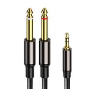 Câble répartiteur audio 3.5 mm vers double 6.35 mm TRS 1/8" vers double TS mono audio 6.35 mm, cordon auxiliaire stéréo VIOY pour iPhone, lecteurs CD, systèmes stéréo et haut-parleurs multimédias