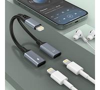 Câble répartiteur d'alimentation 2 en 1 pour iPhone vers double prise audio Lightning et câble de chargement, certifié Apple MFi. Adaptateur convertisseur pour écouteurs, prise en charge de la musique