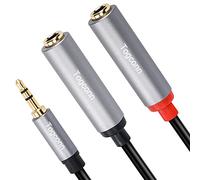 Câble répartiteur en Y audio 1/8" vers double 6,35 mm - Câble audio stéréo TRS mâle 3,5 mm vers 2 x TS mono femelle 6,35 mm - Adaptateur convertisseur pour téléphone, PC, haut-parleur, système stéréo