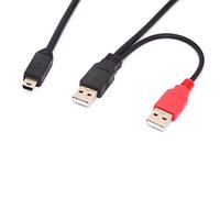 Câble répartiteur en Y Mini B USB 2.0 type A mâle vers double USB 2.0 A mâle pour fournir une puissance supplémentaire aux disques durs externes, DVD, CD, Blu-ray (80 cm) (USB vers Mini)