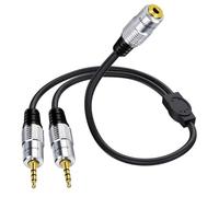 Câble répartiteur en Y pour casque audio stéréo 3,5 mm, 4 pôles, 3,5 mm mâle vers 2 femelles, 1 en 2 connecteurs pour connecter des haut-parleurs externes ou utiliser les deux sorties (1 femelle à 2