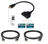 Câble Répartiteur HDMI 1 Entrée mâle 2 Sorties femelles + 2 Câbles HDMI 2 mètres - Connecter HDMI à 2 périphériques - Straße Tech ®
