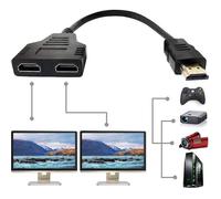 Câble Répartiteur HDMI - STRAßE TECH - 1 Entrée 2 Sorties - 1080P - Connecteur Plaqué Or - Noir