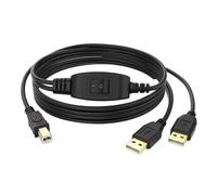 Câble répartiteur pour imprimante USB B mâle vers double USB A mâle sans perte de signal.