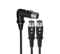 Câble répartiteur professionnel 3 broches 1F vers 2F, coude 2 droits, B | Câble répartiteur femelle à 3 broches pour microphone équilibré 1F/2F