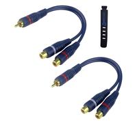 Câble Répartiteur RCA Audio Adaptateur Câble Y Cinch, 15cm RCA vers JACK 1 Mâle à 2 Femelle pour Caisson Basses, Phono, AV, Audio, Subwoofer Voiture(2Pack, Bleu)