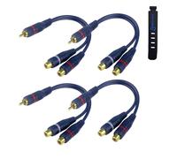 Câble Répartiteur RCA Audio Adaptateur Câble Y Cinch, 15cm RCA vers JACK 1 Mâle à 2 Femelle pour Caisson Basses, Phono, AV, Audio, Subwoofer Voiture(4Pack, Bleu)