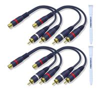Câble Répartiteur RCA Câbles Audio Adaptateur Câble Y RCA 1 Femelle à 2 Mâle Doubleur R-C-A Audio pour Caisson de Basse Voiture, Haut-parleur, Home Cinéma (15cm, 1 Femelle à 2 Mâle, Paquet de 4)