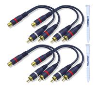 Câble Répartiteur RCA Câbles Audio Adaptateur Câble Y RCA 1 Femelle à 2 Mâle Doubleur R-C-A Audio pour Caisson de Basse Voiture,Haut-parleur,Home Cinéma (15cm,1 Femelle à 2 Mâle,Paquet de 4)