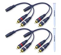 Câble Répartiteur RCA Jack Audio Stéréo 3,5mm à RCA Câble AV R-C-A 1 Femelles à 2 Mâle Cinch Y Adaptateur Connecteurs pour HiFi, Récepteur, Home Cinéma (Câble Audio 3,5mm R-C-A, Paquet de 4)