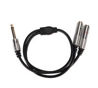 Câble Répartiteur Stéréo 6,35 Mm en Y, Coque en Alliage D'aluminium plaqué Or 6,35 Mm Mono Mâle vers Double Câble Jack Femelle 6,35 Mm, pour Amplificateurs, Microphones,