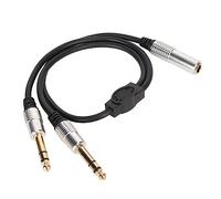 Câble Répartiteur Stéréo en Y, 6,35 Mm Mono Femelle vers Double 6,35 Mm Mâle 1/4 Cordon Répartiteur pour Amplificateur Microphone Haut-Parleur 1,6 M de Long