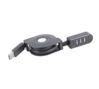 Câble répartiteur USB 2.0 avec cordon rétractable, chargeurs à 3 | Dispositifs de chargement et de de données avec conception rétractable pour adaptateurs, mobiles et de