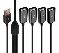 Câble répartiteur USB 4 en 1, alimentation USB 2.0 1 mâle vers 4 femelles, câble d'extension USB 1 vers 4 ports USB multiport pour chargement et synchronisation des données, compatible avec tous les
