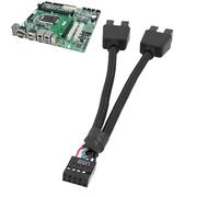 Câble répartiteur USB en Y pour carte mère - 17 x 10 x 3 cm - Fil de cuivre à 9 broches - Câble d'extension blindé - Connecteur stable noir et blanc - Câble répartiteur USB 2.0 pour la maison, le