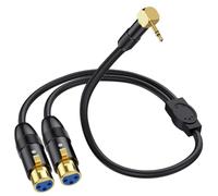 Câble répartiteur XLR vers 3,5 mm Y - Angle rectangulaire 90 degrés - 3,5 mm - Mini jack stéréo mâle vers 2 fiches microphone XLR femelles - 1/8" TRS vers double XLR femelle - Pour ordinateur