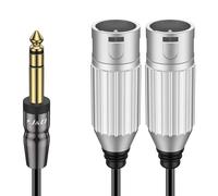 Câble Répartiteur Y TRS 6,35 mm Mâle vers 2 XLR Mâle,Asymétrique Câble Audio Stéréo,Compatible Haut-Parleur,Micro,Guitare,Table de Mixage,Amplificateur,Longueur 1,8 m